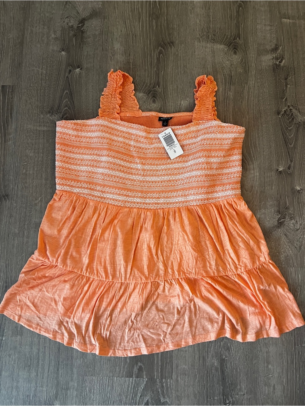 Torrid Orange Babydoll Smocked Tiered Ruffle Strap Tank Women’s 4X Papaya Punch